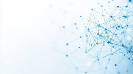 Abstract background with a blue geometric pattern and network connections on a white background