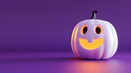 Obraz premium 3D style Halloween pumpkin ghost on purple background