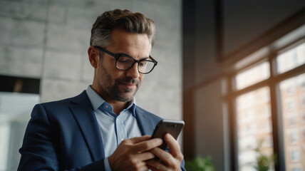 real estate agent using a smartphone to access and review digital contracts and property information on a cloud-based document management platform, emphasizing efficiency and mobility