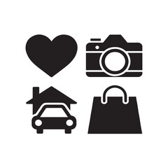 A vector silhouette image of a Black Filled Icons Set