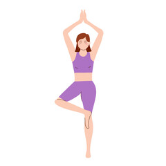 Woman Practicing Yoga Tree Pose