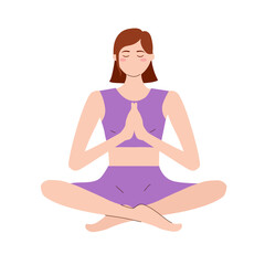 Woman Practicing Yoga Anjali Mudra Pose