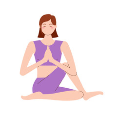 Woman Practicing Yoga Seated Twist Pose