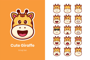 Cute giraffe cartoon emoji set © Veesl Studio