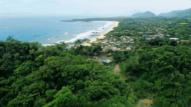 Aerial fastmotion footage rural village school natural beauty landscape harsh living conditions nation struggling education environment travel poverty