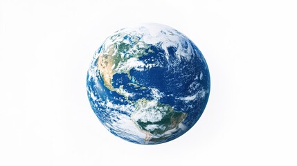 Fototapeta premium Planet Earth on a White Background, Clean and Minimalistic Globe Illustration