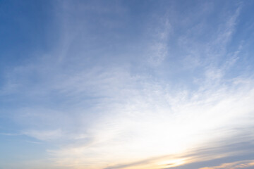 Beautiful morning or evening blue and orange sky while sunsets or sunrises taken at the sea used as natural blackground texture