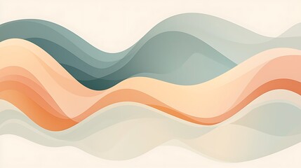 Fototapeta premium Soft pastel colors flow across an abstract wave background, a modern and gentle digital design.