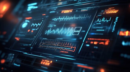 Obraz premium A futuristic concept of electronic medical records displayed on a glowing screen, representing the evolution of medical technology.