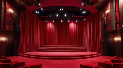 Red Screen Theater with Dramatic Lighting