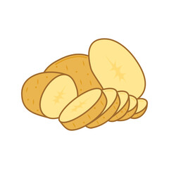 Raw Sliced Potatoes Illustration