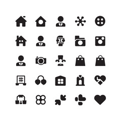 A vector silhouette image of a Black Filled Icons Set