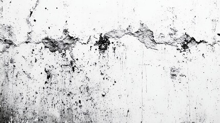 Fototapeta premium Abstract black and white wall texture with cracks and stains, perfect for backgrounds or artistic designs.
