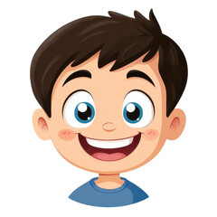 Obraz premium A cheerful child beams with joy, their big smile radiating happiness in a clean white background illustration.
