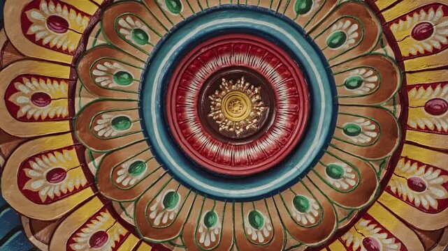 Architectural motifs of the ceiling at a temple in India