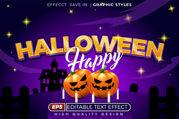 editable 3d text effect halloween happy