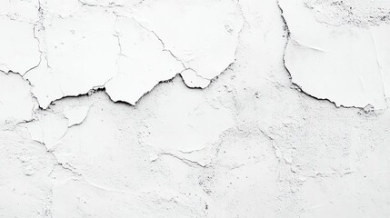 Obraz premium Textured white wall with cracks, perfect for backgrounds or design projects requiring a vintage or distressed look.