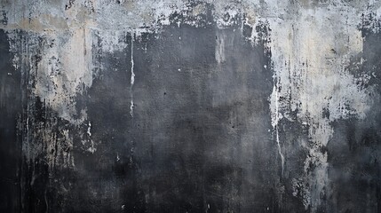 Fototapeta premium Weathered grey wall texture with peeling paint, perfect for background use in various design projects and presentations.
