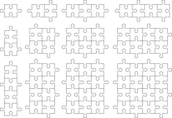 Jigsaw puzzle pieces blank templates collection
