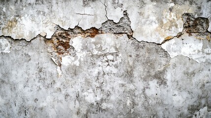Obraz premium A close-up of an aged, cracked wall showcasing its rough texture and peeling paint, perfect for background or artistic purposes.