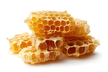 Honeycomb on white backgrounds. Healthy food ingredient