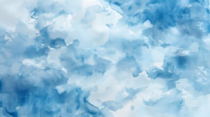 Obraz premium Light blue and white watercolor washes, appearing like clouds.