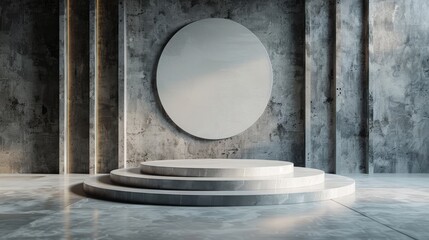 Fototapeta premium Circular Concrete Platform with a Circular Wall Feature