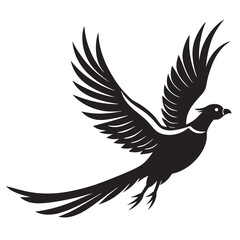 Flying pheasant bird silhouette vector illustration