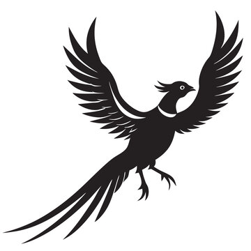 recommend clip art: Flying pheasant bird silhouette vector illustration