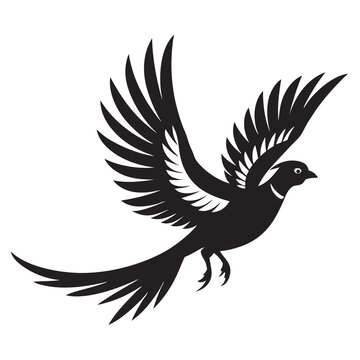 recommend clip art: Flying pheasant bird silhouette vector illustration