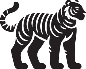 Tiger Vector Silhouette Illustration, Tiger Illustration, Tiger Art Drawing, Animal Vector Silhouette Illustration