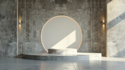 Concrete Platform with Circular Backdrop and Lighting