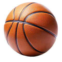 Fototapeta premium A basketball featuring a textured surface and traditional orange color stands alone on a white background highlighting its iconic shape and design