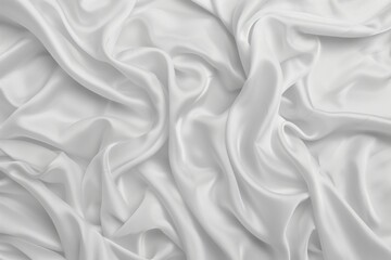 Fototapeta premium White draped fabric with smooth folds and flowing texture. Textile and fabric design concept for design and print.