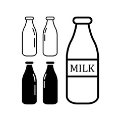 Milk bottle icon set