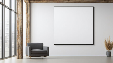 modern loft style office with blank white wall, perfect for creativity