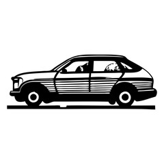 Car vector silhouette black and white