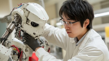 日本のエンジニアが革新的な技術展示のためにヒューマノイドロボットを微調整