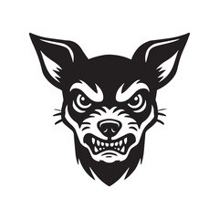 Manchester Terrier Dog Face Clipart - Dog Face Logo - Dog Vector illustration in black and white
