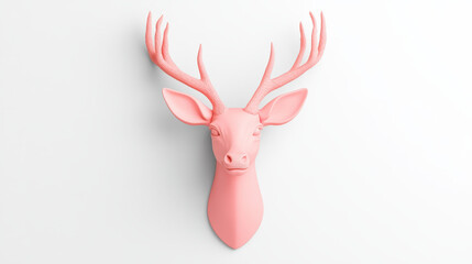 Naklejka premium Stunning 3D metallic sculpture of a female deer, perfect for adding elegance to any womans space with its clean backdrop.