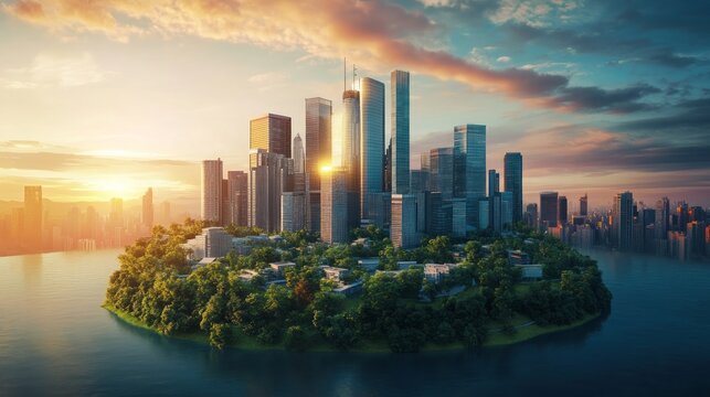 Modern city and environmental technology concept. Sustainable development goals. SDGs