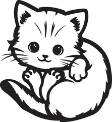 A charming and adorable baby cat silhouette vector art illustration