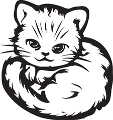 A charming and adorable baby cat silhouette vector art illustration