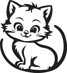 A charming and adorable baby cat silhouette vector art illustration