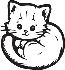 A charming and adorable baby cat silhouette vector art illustration