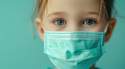 Virus Particles in Closeup Near Child s Face Mask Emphasizing the Importance of Protective Measures and Understanding Germs and Viruses for Health and Safety