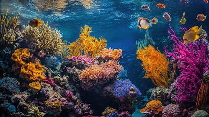 Coral reefs under the sea are a beautiful natural sight 