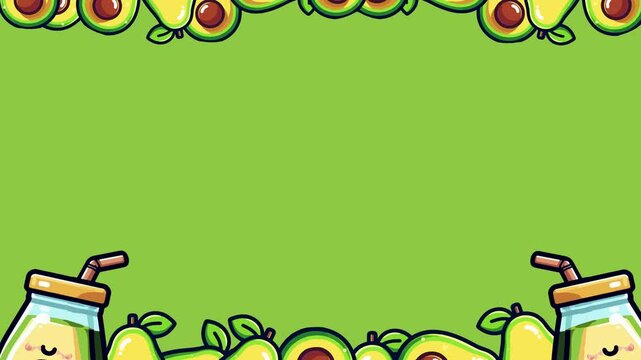 juice avocado background with a avocado frame, d looping animation