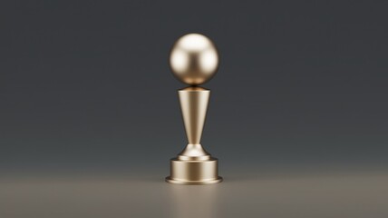 A simple gold trophy placed on a plain background, symbolizing the celebration of achievements and victories, with clean lines and a minimalist design. 3D Render