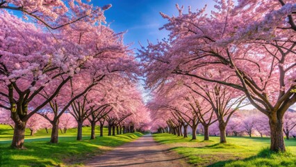Beautiful cherry blossom trees in full bloom during spring , nature, pink flowers, outdoor, cherry tree, sakura, springtime